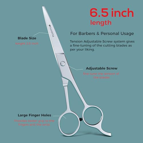 Suvorna 6.5" Professional Hair Cutting Scissors – Stainless Steel Haircut Scissors for Hair Trimming & Grooming - Hair Scissors Professional for Barbers & Homeuse - Hair Shears for Women & Men