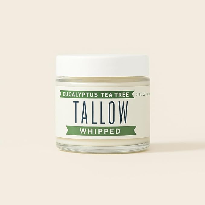 Whipped Tallow 2oz - All Natural Face Cream + Whole Body Moisturizer for Dry Skin - Made With Eucalyptus Oil - No Preservatives, Parabens or Seed Oils - USA Made (Eucalyptus Tea Tree)