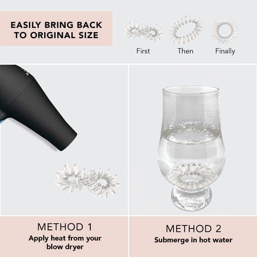 Kitsch Spiral Hair Ties for Women - Creaseless and Dent-free Coil Hair Ties | No Damage, Phone Cord Coils | Made of Flexible and Durable Plastic | Ideal Gifts for Women - 4pcs (Clear/Transparent)