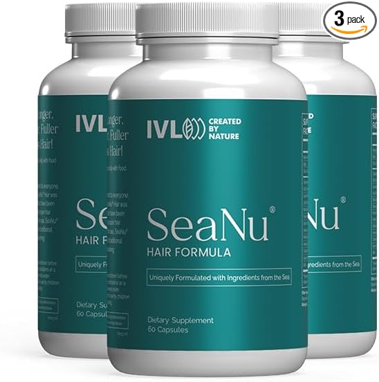 IVL - SeaNu Hair Vitamins Supplements - Hair Strength, Strand Thickness, Hair Growth - with Biotin, Vitamin B3, Zinc, Saw Palmetto Berry Extract, Green Lipped Mussel - Vitamin Hair Growth (3 Pack)