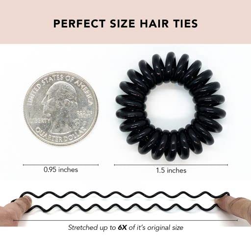 Kitsch Spiral Hair Ties for Women - Creaseless and Dent-free Coil Hair Ties | No Damage, Phone Cord Coils | Made of Flexible and Durable Plastic | Ideal Gifts for Women - 4pcs (Clear/Transparent)