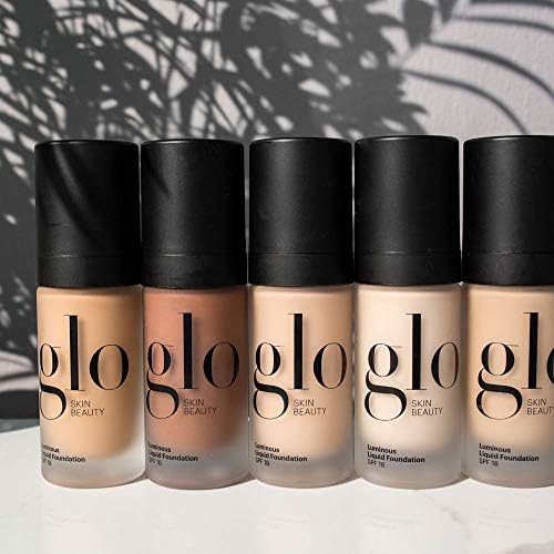 Glo Skin Beauty Luminous Liquid Mineral Foundation Makeup with SPF 18 (Almond) - Improves Uneven Skin Tone, Smooths & Corrects Imperfections, Sheer to Medium Coverage, Dewy Finish