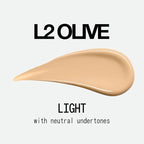 about-face THE PERFORMER Skin-Focused Foundation L2Olive – Medium Coverage, Long-Wear, Breathable & Buildable Base – Clean, Vegan, Hydrating Formula with Blue Agave & Chlorella – 1.08oz