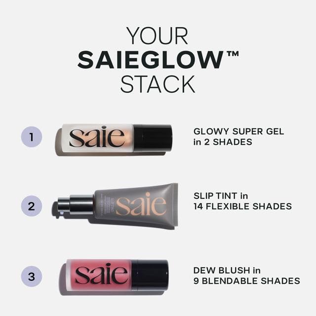 Saie Dew Liquid Blush for Cheeks - Hydrating Cream Blush Stick with a Blendable + Buildable Formula - Skincare Infused Dewy Cheek Tint for a Natural Flush - Glowy Makeup Essential - Rosy (.40 oz)