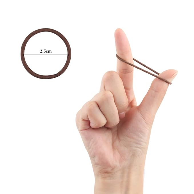 200 Pieces No Crease Elastic Hair Ties,2.5 cm in Diameter Small Hair Elastics,Baby hair Ponytail Holders for Women,Girls and Kids(2 mm x 2.5 cm, Brown)