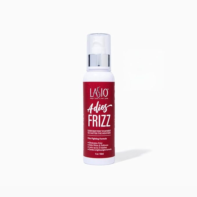 Lasio Adios Frizz Heat Protectant & Styling Spray - Eliminates Frizz, Adds Shine, Softness & Moisture, Long-Lasting Control, Lightweight Formula for Glossy, Sleek Hair, Up to 3 Washes 4oz/118ml