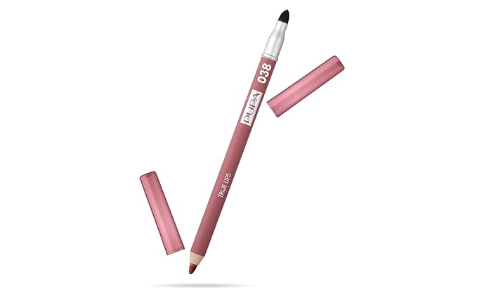 Pupa Milano True Lips Blendable Lip Liner - Dual-Ended Matte Lining Color and Brush - Light and Creamy, Hydrating, High Pigment, Smudge Proof Formula - Paraben Free - 038 Rose Nude - 0.042 oz