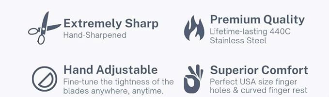 Suvorna 3-Hole Hair Scissors Professional - Right-Hand Barber Scissors for hair cutting - Hair Cutting Scissors to cut Hair - Hair shears for hair cutting - Hair shears for women and men