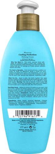 OGX Argan Oil of Morocco Curling Perfection Curl-Defining Cream, Hair-Smoothing Anti-Frizz Cream to Define All Curl Types & Hair Textures, Paraben-Free, Sulfated-Surfactants Free, 6 oz (Pack of 2)