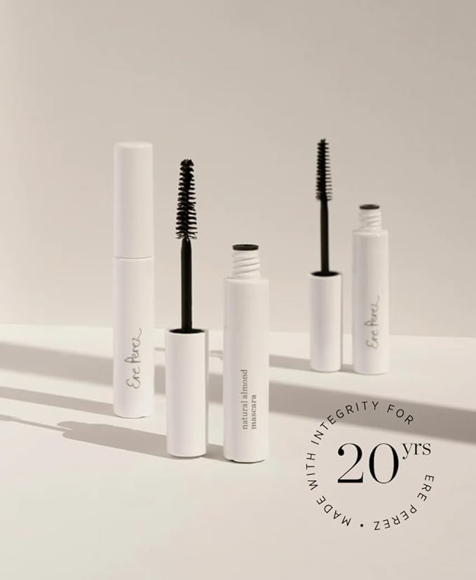Ere Perez - Natural Almond Oil Mascara | Strengthen, Lengthen, Nourish Lashes | Smudge-Proof, Water Resistant, Low Irritation | Vegan, Cruelty-Free, Clean Beauty (Black, 0.35 oz | 10 ml)