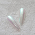2 Pcs White Iridescent Nails Powder Aurora Chrome Powder for Nails,Mermaid Chrome Nail Pearl Powder Chameleon Chrome Nail Powder Manicure Pigment(2 Pcs Moonlight)