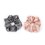 Kitsch Satin Hair Scrunchies for Women, Softer Than Silk Scrunchies for Hair - No Damage Satin Hair Ties, Ponytail Holders | Ideal Gifts for Women, 2pc (Blush/Charcoal)