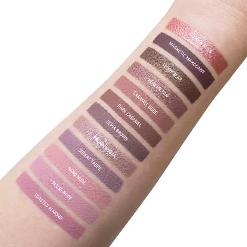 Aromi Chocolate Brown Metallic Matte Liquid Lipstick | Mahogany Bronze, Shimmery Finish, Vegan, Cruelty-free, Long-Lasting, Waterproof, Handmade (Teddy Bear)