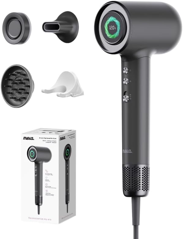 Professional Bi-Ionic Aromatic Hair Dryer- mera PRO -Fast Drying Salon Results Blowdryer w/Magnetic Diffuser & Aromatherapy Nozzle, One Button Safe Mode, cUL Certified, Lightweight for Travel