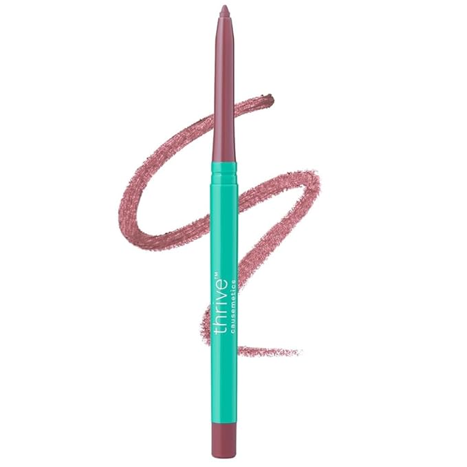 Thrive Causemetics Lip Filler Long-Wearing + Plumping Lip Liner, Shea Butter Hydrating Lip Plumper Retractable Lip Liner Pencil, Built In Sharpener, Vegan & Cruelty Free, Ghizlan (Plum Mauve)