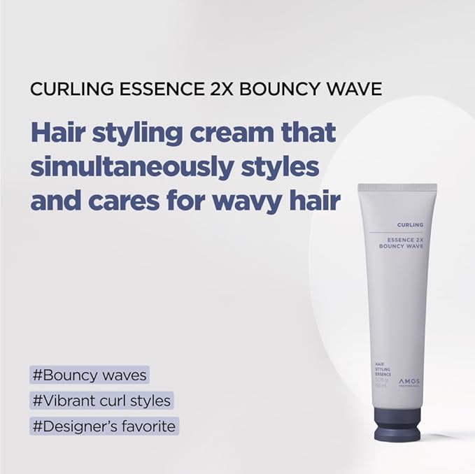 AMOS PROFESSIONAL Curling Essence 2X Bouncy Wave | For Wavy and Curly hair | Anti-Frizz Hair Styling Gel, 2 in 1 Hydrate and Smooths, Korean Hair Essence, 5 fl. oz.