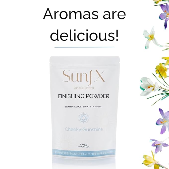 SunFX Post Spray Tan Translucent Finishing Powder | Talc Free | Sunless Tanning Setting Powder | Shimmer | Cheeky-Sunshine - 1lb