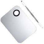 2 Pcs Stainless Steel Cosmetic Makeup Palette, Professional Cosmetic Mixing Makeup Palette Spatula Makeup Artist Tool, Beauty Salon Color Cream Mixing Palette With A Spatula Makeup Nail Art Palette
