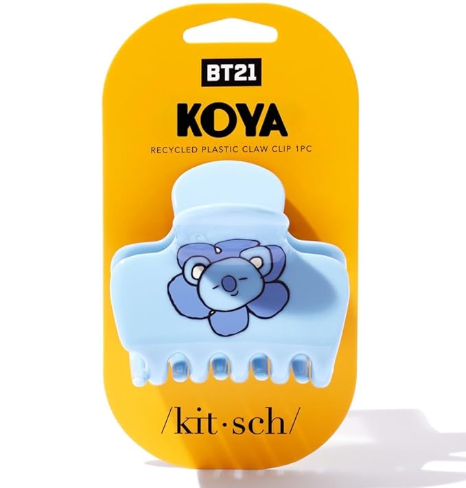 Kitsch BT21 Recycled Plastic Puffy Medium Hair Clips for Women, Medium Claw Clip for Thin & Thick Hair | Ideal Gifts for Women - KOYA, 1pc