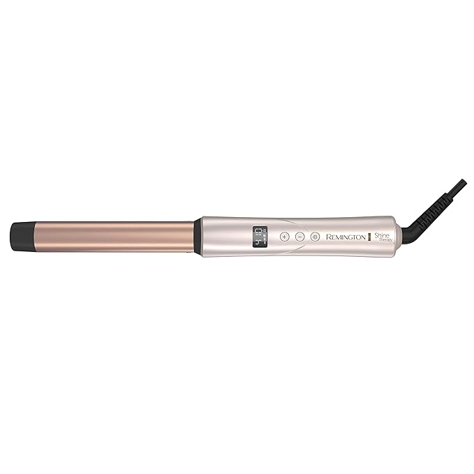REMINGTON Shine Therapy Argan Oil & Keratin Infused 1 Inch Straight Barrel Curling Wand for Loose Waves, Includes Heat Glove