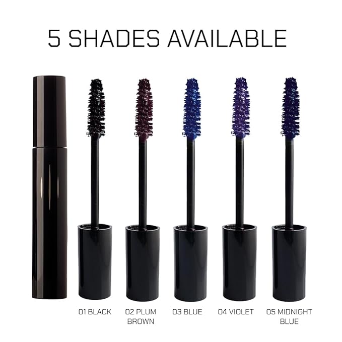 Radiant Professional Lengthening Mascara with silicone brush – Smudge-Proof Curl Mascara Volume and Length for Sensitive Eyes, Cruelty Free, Ideal for Mature & Young Women, 0.43 oz (02 Plum Brown)