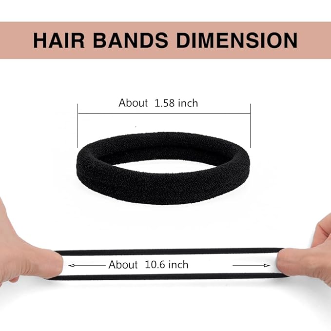 200PCS Black Hair Ties for Women and Girls, Cotton Seamless Thick Black Hair Band, Elastic Hair Tie No Damage Ponytail Holder
