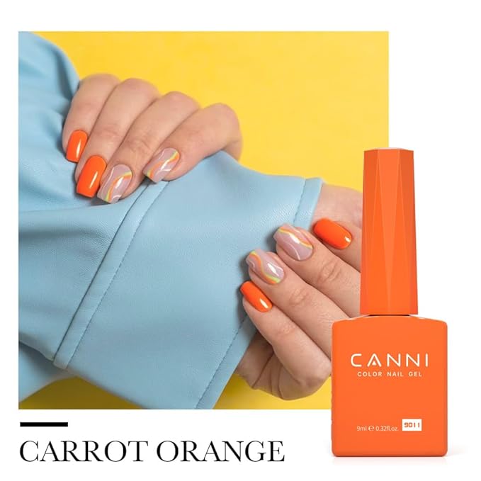 CANNI 9ml Hema-Free Gel Nail Polish Set- 6Pcs White Blue Orange Yellow Colors Gel Polish Kit, Soak Off LED Nail Gel Manicure Kit DIY at Home Salon Gifts for Women Girls