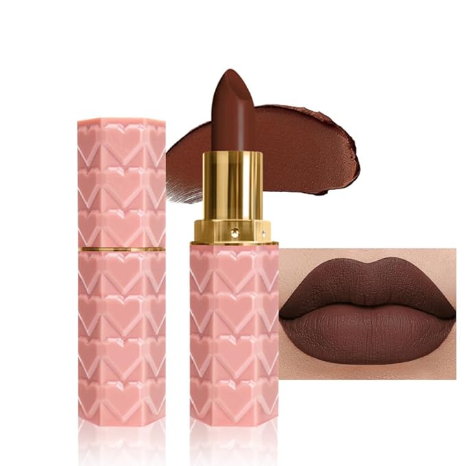 evpct 1Pcs Dark Brown Deep Coffee Lipstick, Silky Velvet Matte Lipstick Pack Sets for Women, Long Lasting Smudge Proof Lipstick Lip Stain Makeup Kit matte lipstick 24 hours original N06