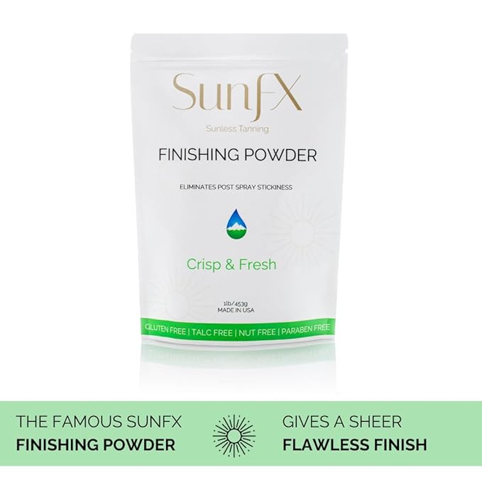 SunFX Post Spray Tan Translucent Finishing Powder | Talc Free | Sunless Tanning Setting Powder | Shimmer | Crisp & Fresh - 1lb