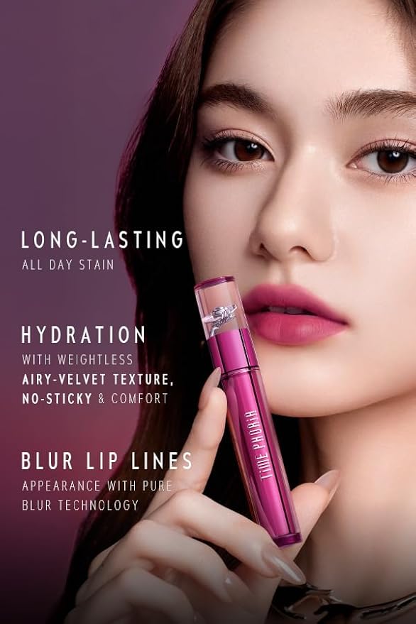 ALTERA BLURRING LIP TINT - Shine Lip Gloss to Soft Blurry Lip Matte Finish, Long-Lasting Lip Stain, Smooth and Blur lip lines, Watery-Velvet Feel, Hydrating & Non-Sticky (016 BLAZE)