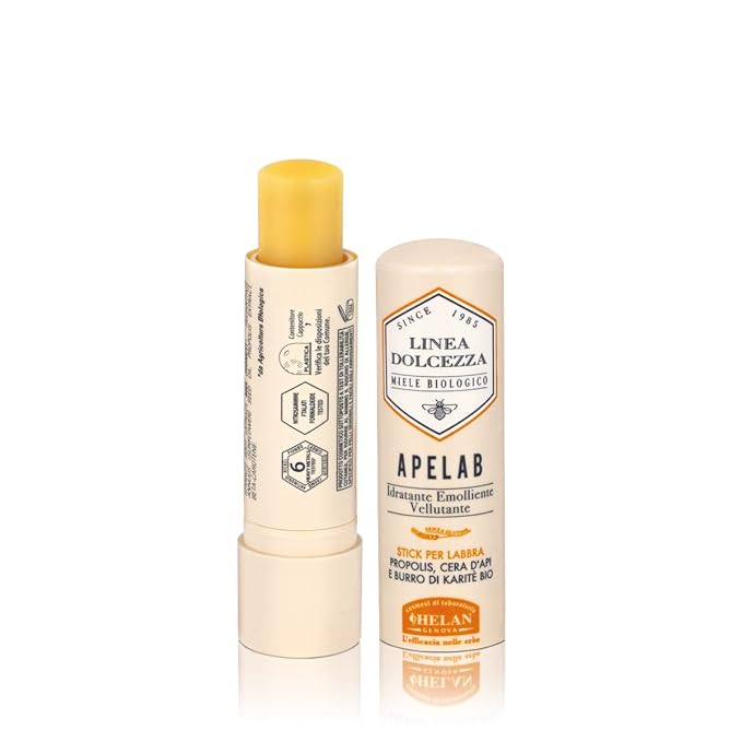 Helan Linea Dolcezza - Apelab Lip Balm in Stick with Shea Butter, Beeswax & Propolis Against Chapping - Lip Repair from Sun & Cold, Soothing and Moisturizing Action for Lip Care Made in Italy, 4 fl oz