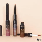 3Pcs 2 in 1 Pale Neutral True Nude Matte Lip Liner and Liquid Lipstick Stain Makeup Set for women, Long Lasting Smudge Proof Lip Tint Matte Finish Lip Gloss for All-Day Color Hold, Set30