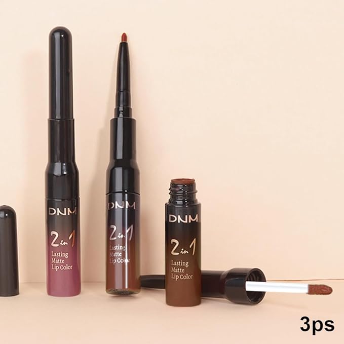 3Pcs 2 in 1 Pale Neutral True Nude Matte Lip Liner and Liquid Lipstick Stain Makeup Set for women, Long Lasting Smudge Proof Lip Tint Matte Finish Lip Gloss for All-Day Color Hold, Set30