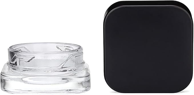 250 Pack Packlahoma 9ml Glass Cube Jars with Black Lids, Refillable Cosmetic Containers