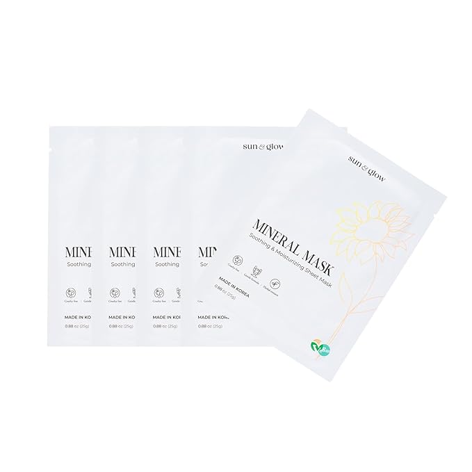 SUN & GLOW VEGAN MINERAL MASK with Pearl Extract Yuzu and Eucalyptus Using Mineral-Rich Deep Sea Water Korean Home Skincare Mask (0.88oz 25g 5Packs)