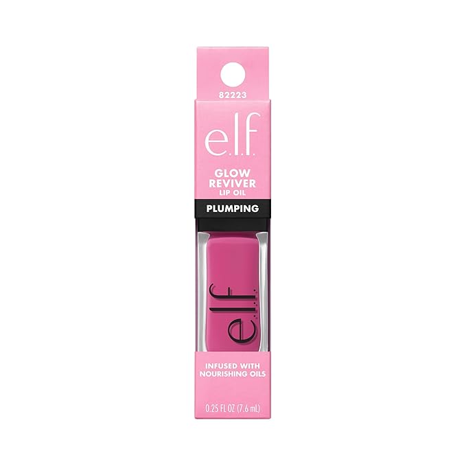 e.l.f. Glow Reviver Plumping Lip Oil, Tinted Lip Plumper For A High-Shine, Plump Finish, Infused With Jojoba Oil, Vegan & Cruelty-Free, Ultraviolet