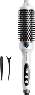 Wavytalk Blowout Boost Thermal Brush, 1.5 inch Heated Round Brush for Blowout Look, Negative Ion Technology, Ceramic Tourmaline, 5 Temperature Settings, Dual Voltage, White