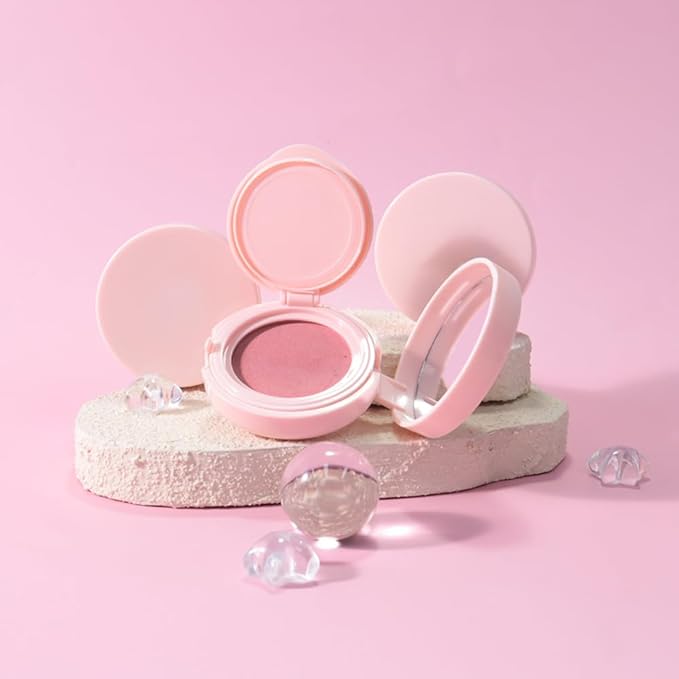 Powder Matte Blush Cheeks Face Makeup for Women With Mirror and Powder Puff Monochrome Blushes Lightweight,Smooth,Blendable,Fade and Transfer-Resistant Baked Blush,Effortless Matte Natural Finish