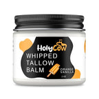 HolyCow Beef Tallow For Skin - Whipped Tallow Balm with Organic Jojoba Oil (Orange Vanilla), Grass Fed Beef Tallow Face Moisturizer for Eczema, Baby, Lip Balm - Lotion For Extremely Dry Skin
