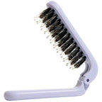 Uffy MiniPop Travel Hair Brush – Mini Folding Boar Bristles for Women, Men & Kids | Kid-Friendly Portable Purse Brush for Wet & Dry Hair, Curly or Straight | Pocket-Size Detangler – Lavender