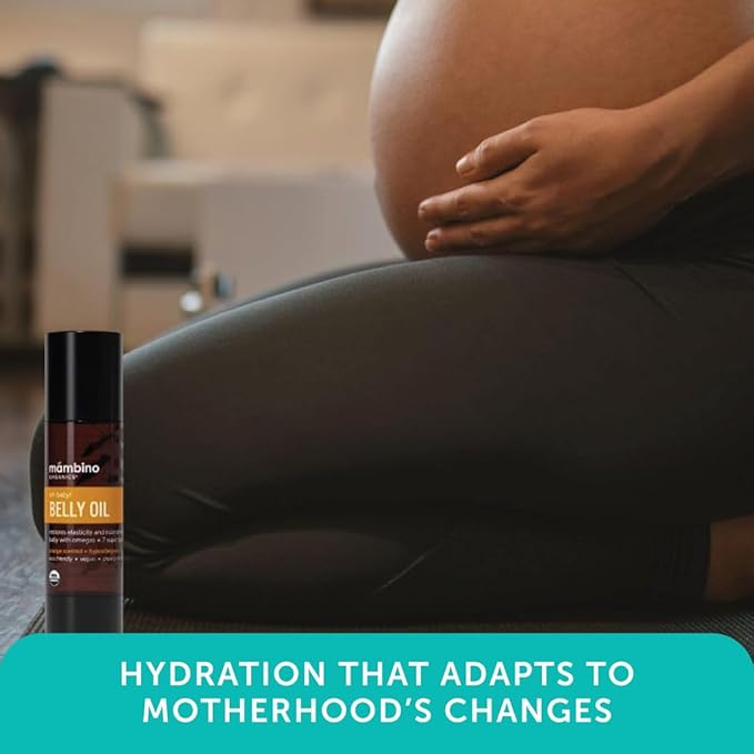 Mambino Organics Oh Baby! Belly Oil for Pregnant Women, Organic Stretch Mark Oil for Pregnancy, Postpartum Skin Elasticity, Hydration, Tamanu, Shea Butter, Calendula, Vegan, Non-GMO, 2 fl oz, 3-Pack