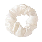 Silk Scrunchies for Women, 100% Mulberry Silk Hair Ties No Damage, Gentle No-Pull Elastic Ponytail Holders, 1Pc (Ivory)