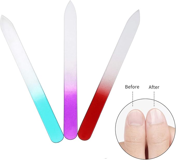 12 Pack Glass Nail Files with Case Crystal Glass Fingernail Files Double Sided Glass Nail File Mixed Color Manicure Set Christmas Gifts Stocking Stuffers