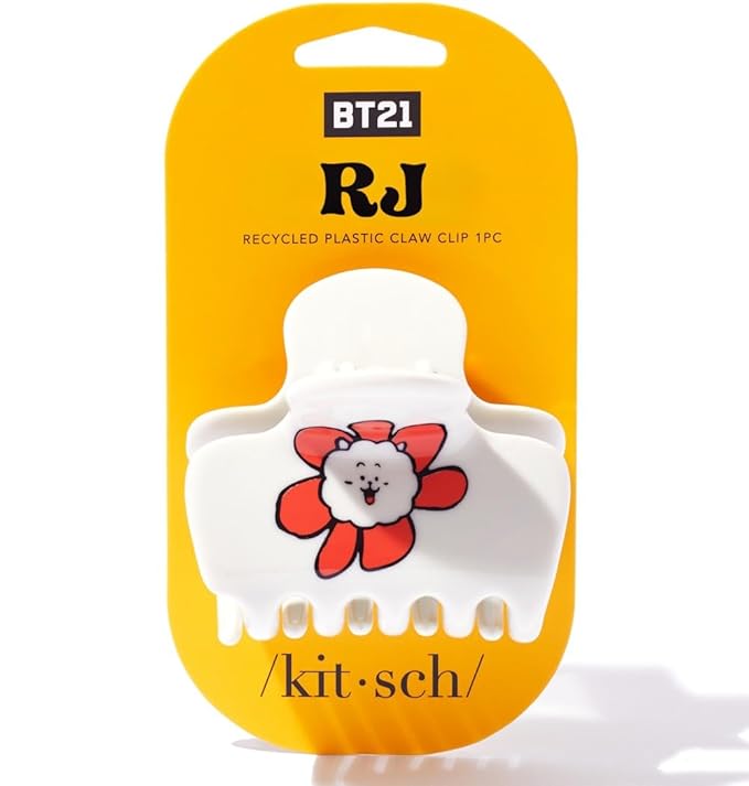 Kitsch BT21 Recycled Plastic Puffy Medium Hair Clips for Women, Medium Claw Clip for Thin & Thick Hair | Ideal Gifts for Women - RJ, 1pc
