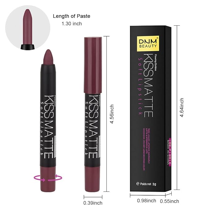 evpct 1Pcs Dark Grape Purple Matte Lipstick and Lip Crayon Liner Pencil Set for Women Lip Stain Long Lasting Waterproof labiales mate magicos 24 horas originales pintalabios permanente 24 horas 03