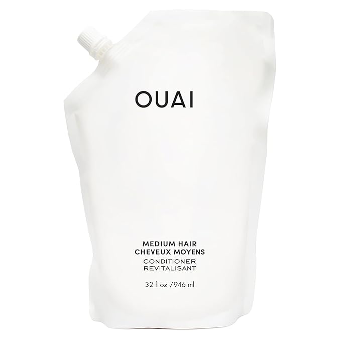 OUAI Medium Conditioner Refill - Hydrating Hair Conditioner with Coconut Oil, Babassu Oil, and Keratin - Strengthens, Repairs and Adds Shine - Paraben and Phthalate Free Hair Care Products (32 Oz)
