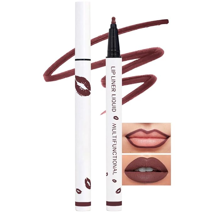 Kaely Dark Red Brown Longwear Liquid Lip Liner Waterproof, 24 Hour Long Lasting Lip Liner Stain Marker Pen, 2-in-1 Matte Semi Permanent Lipliner & Lipstick, Vegan & Cruelty-Free, 11