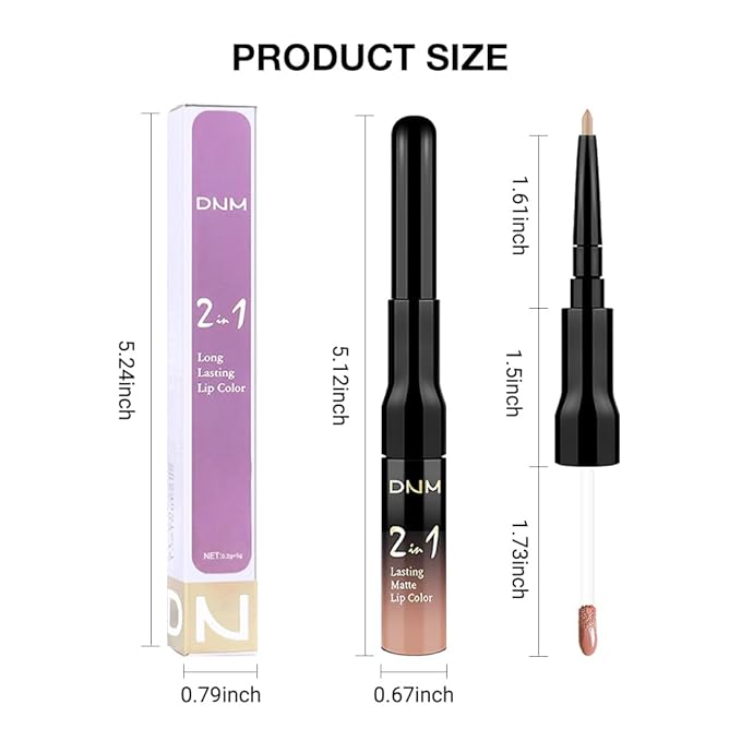 evpct 1Pcs Bright Pure Nude Pink Matte Lip Liner and Liquid Lipstick Stain Makeup Set for Women, Nude Long Lasting Smudge Proof Lipstick labiales matte mate larga duracion listip 24 hours originales
