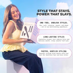 FoxyBae Super Styler Pro Interchangeable Hair Styler Wand Curling Iron Set - w/Drying Cylinder, Ceramic Blowout & Round Brushes, 2 Auto-Wrap Curlers - Frizz-Free, Smooth Hair (Black Rose-Gold)