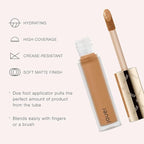 Jouer Essential High Coverage Liquid Concealer - Brightening Concealer - Color Corrector for Under Eye Dark Circles, Spot Coverage, and Eye Primer - Soft Matte Finish, Wheat
